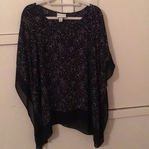 Black print loose kimono blouse - Ava & Viv